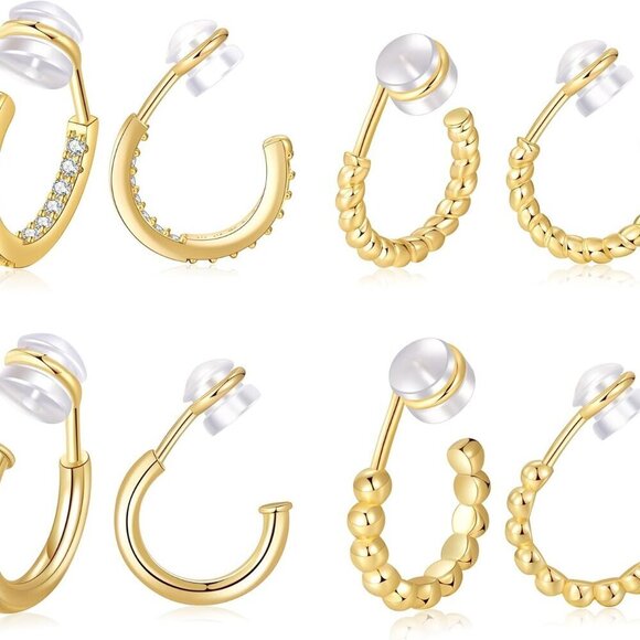 Jewelry - Fashionable Gold Clip On Hoop Earrings - 14mm for Sensitive Ears, Perfect Gift!